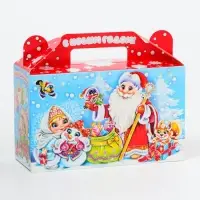 Подарочная коробка Новогодняя Подарочек малый «Время» с игрой и анимацией 17.5×7×10.5 см