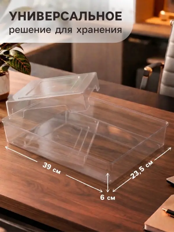 Контейнер для документов Стамм А4, 245&times;330&times;63 мм, пластик, прозрачный, прочный, вместительный