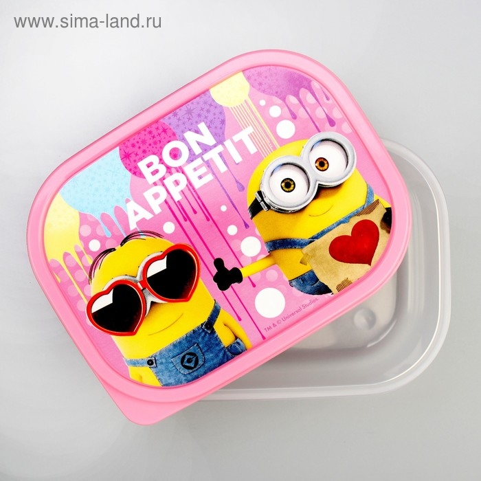 Ланч-бокс прямоугольный, 500 мл,  Ланч-бокс прямоугольный, 500 мл, "Bon appetit" Гадкий Я