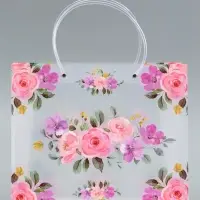Пакет подарочный прозрачный &laquo;Цветы&raquo;, 30&times;26&times;12 см