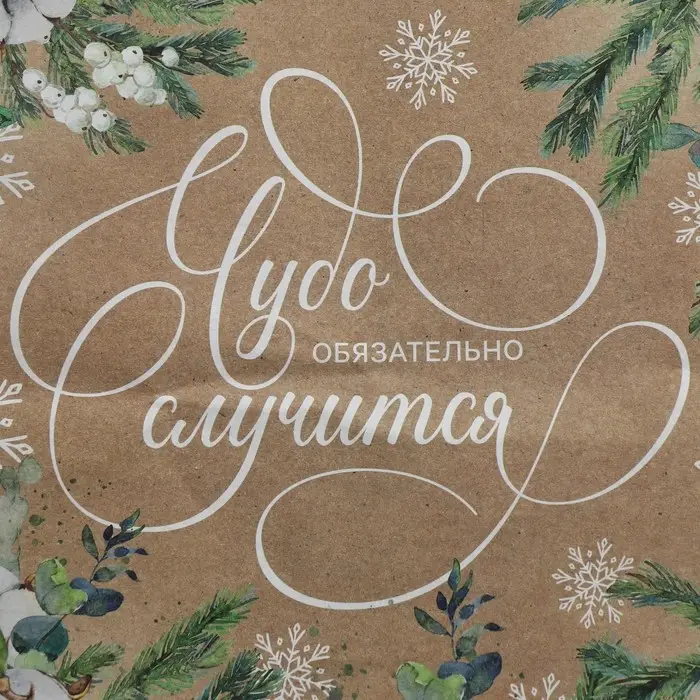 Пакет подарочный новогодний крафтовый квадратный «Чудо», 30×30×12 см Пакет подарочный новогодний крафтовый квадратный «Чудо», 30×30×12 см