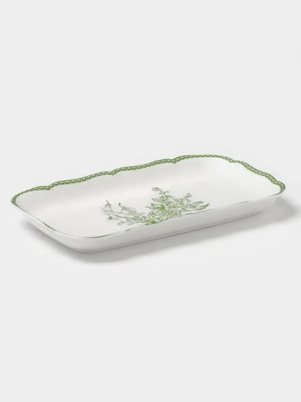 Блюдо для подачи WY Bloomware, 25&times;14&times;2.5 см, фарфор, зелёное/белое