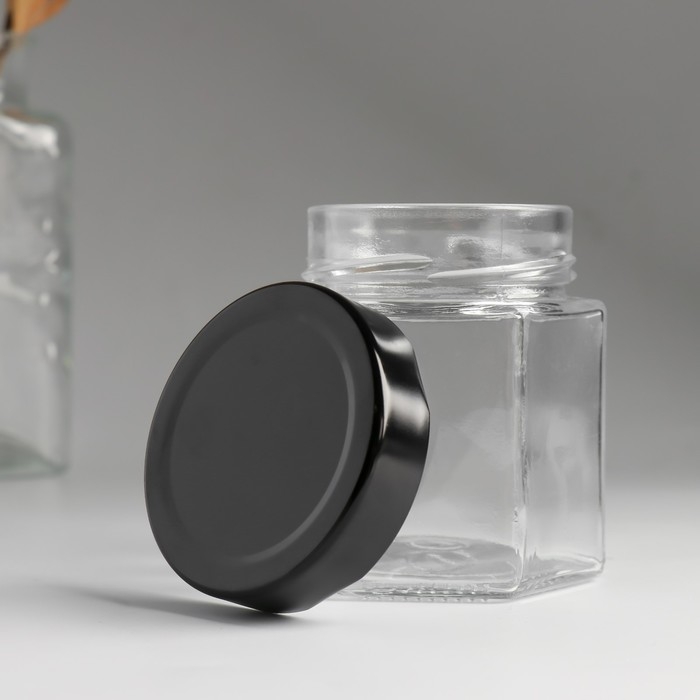 Банка для свечей стекло с крышкой "Шестигранник" прозрачная 180 мл 6,5х6,5х8,5 см