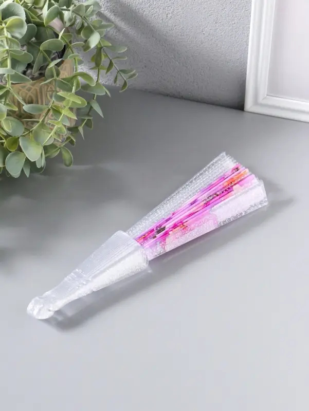 Веер складной пластик &laquo;Орхидея розовая&raquo;, блеск, 23 см