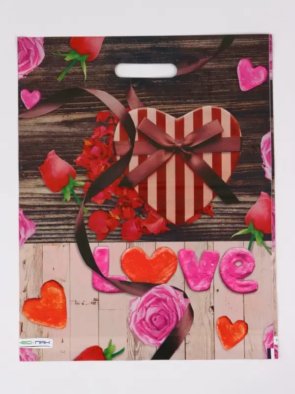 Пакет Пакет "Сердечки, полиэтиленовый с вырубной ручкой 38х47 см, 60 мкм