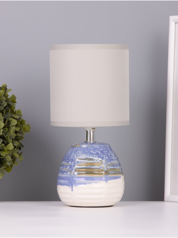 Лампа настольная Лампа настольная "Рэндзи" 1х40Вт Е14 синий/белый 13х13х25см