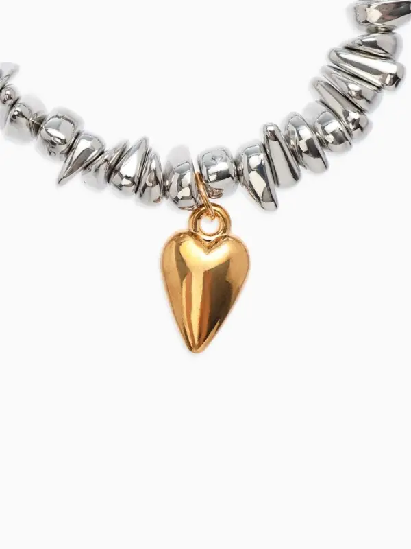 Браслет 3 нити Браслет 3 нити "Каменнное сердце", цвет золотисто-серебристый