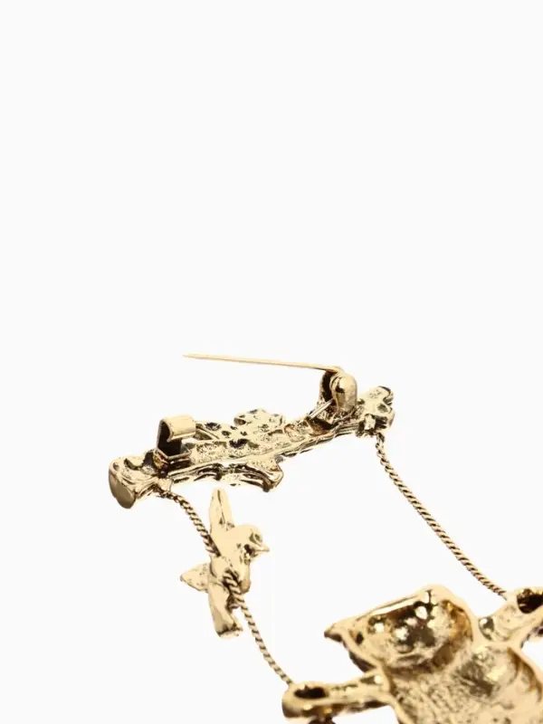 Брошь &laquo;Кот на качелях&raquo;, цвет чернёное золото