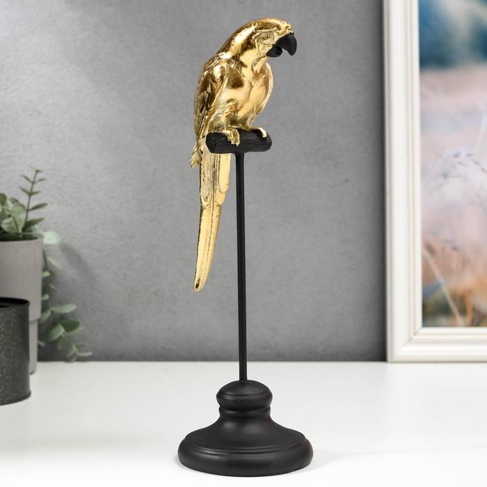 Сувенир полистоун Сувенир полистоун "Золотой попугай Ара на жёрдочке" 27,5х8,5х9 см