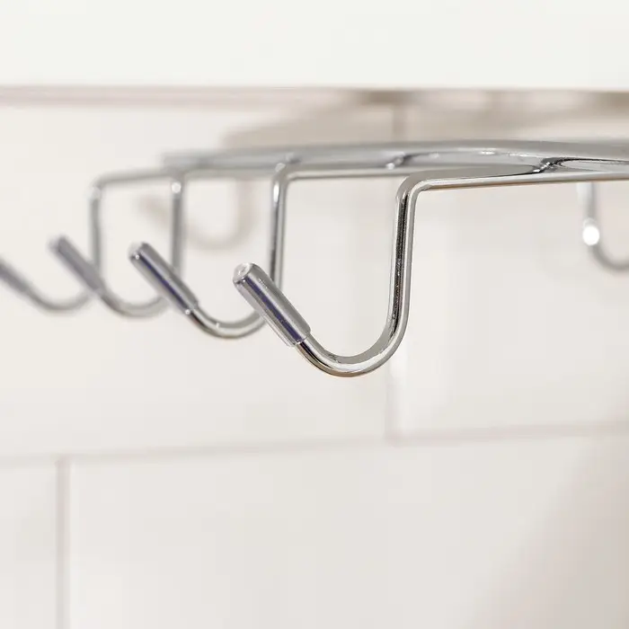 Держатель для кружек подвесной Доляна, на 8 предметов, 27.5&times;20&times;7.5 см, на толщину полки 3.5 см, хромированный