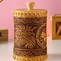 Туес с кантами "Лесная красавица" D10смхH(с хватком)17см, береста