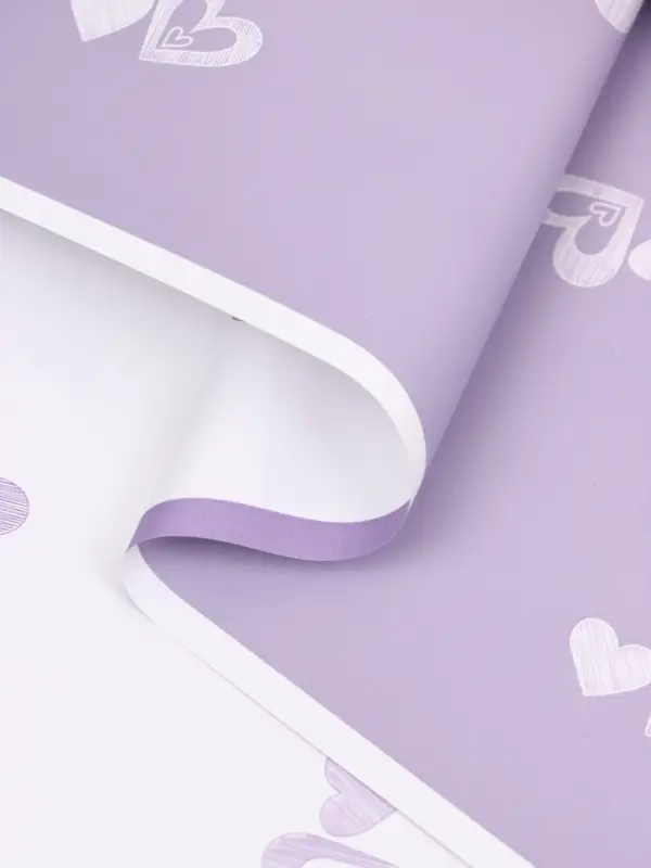 Пленка для цветов, "Двойные сердца", нежная сирень, 57х57 см