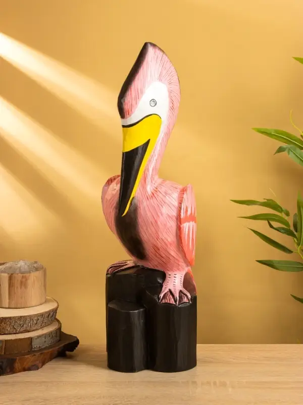 Сувенир Сувенир "Пеликан" дерево 17х17х50 см, цв. розовый