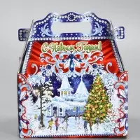 Подарочная новогодняя коробка &laquo;Зимпяя тройка в синем&raquo; 20&times;12&times;19 см