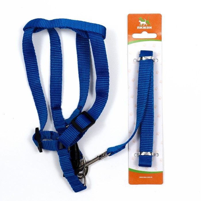 Комплект Комплект "Базис", поводок 120 х 1,5 см, шлейка 32-46 х 1,5 см, синий