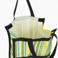 Сумка тележка хозяйственная &laquo;Полосы&raquo;, складная, на липучке, 2 колеса, 32&times;13&times;52 см, зелёная