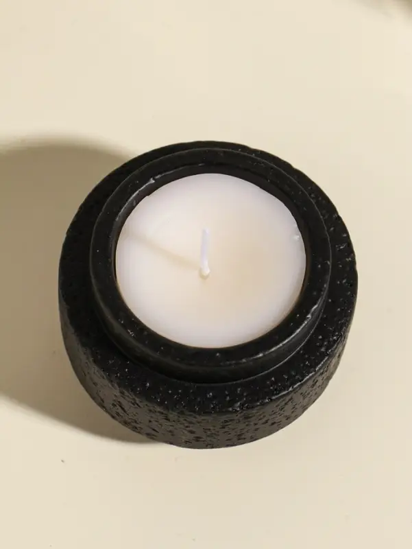 Свеча в подсвечнике вулканическом &laquo;Цилиндры&raquo;, чёрная, 8.1&times;8.1&times;5.4 см