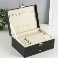 Шкатулка для украшений Netsai, 2 яруса, 17&times;23&times;10 см, чёрная