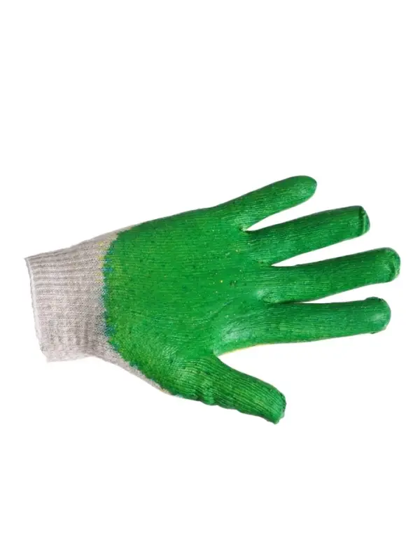 Перчатки садовые, хб, вязка 13 класс, размер 9, двойной латексный облив, зелёные