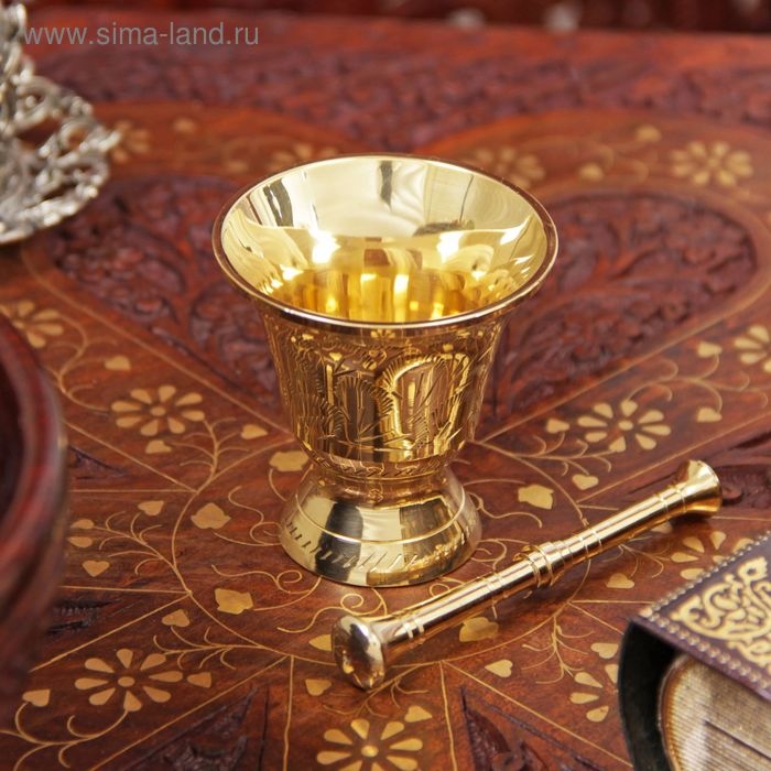 Ступка латунь  Ступка латунь "Резная" 6,5х6,2х6,2 см