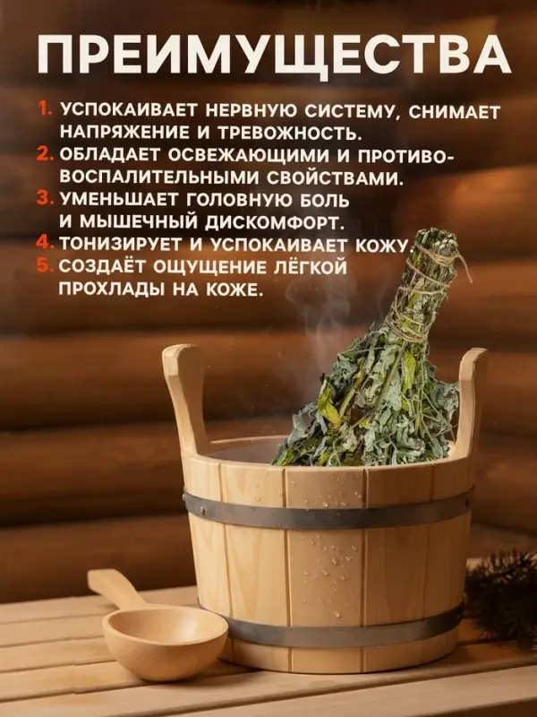 Веник для бани, мята, 45 (&plusmn; 5 см), &laquo;Добропаровъ&raquo;