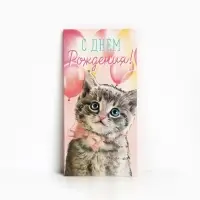 Конверт для денег «С Днём рождения!» мяу, 16.5 × 8 см
