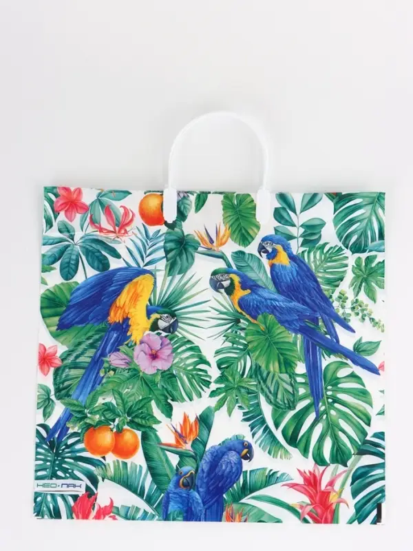 Пакет Пакет "Попугай, полиэтиленовый, пластиковая ручка 37х35 см 90 мкм