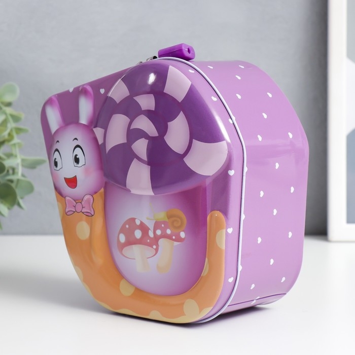 Копилка металл с замочком Копилка металл с замочком "Улиточка" МИКС 16,3х8,2х16,1 см