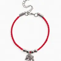 Браслет-оберег &laquo;Красная нить. Слон&raquo;, талисман защиты, процветание и успех, цвет чернёное серебро, 20 см