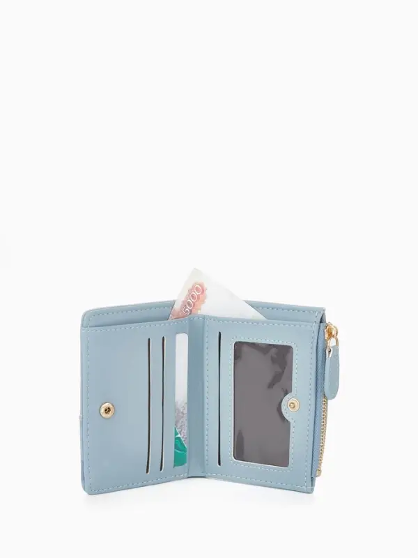 Кошелёк женский на кнопке, 11.5&times;2&times;9 см, комбинированный, голубой
