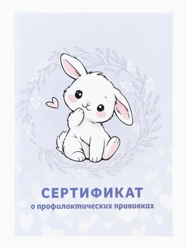 Сертификат о профилактических прививках А6, зайка, 24 страницы