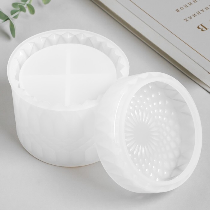 Молд силикон Молд силикон "Шкатулка круглая узорная" с крышкой 9,8х9,8х9,4 см