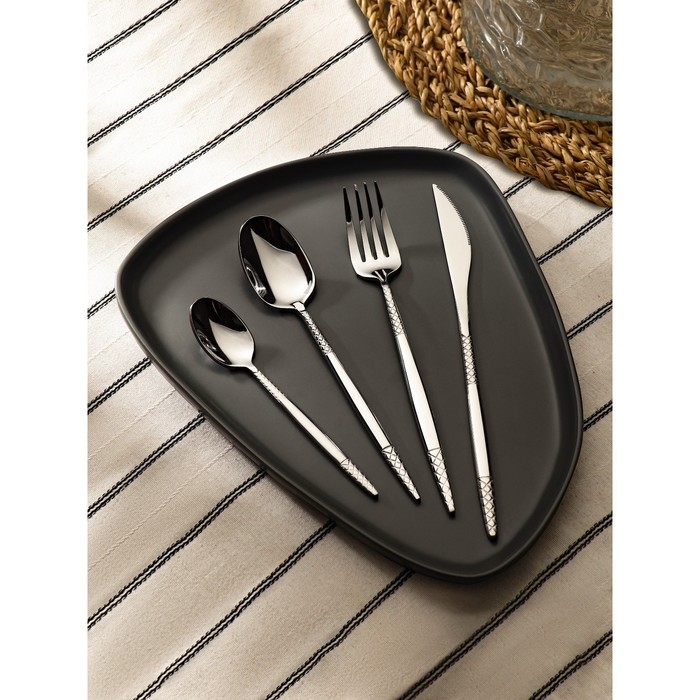 Набор столовых приборов из нержавеющей стали Доляна «Античность», 4 предмета, цвет серебряный Набор столовых приборов из нержавеющей стали Доляна «Античность», 4 предмета, цвет серебряный