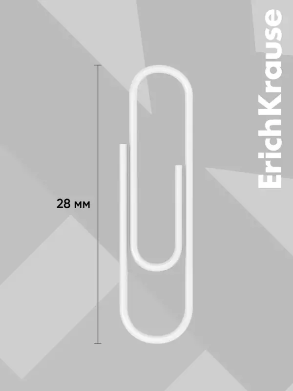 Скрепки канцелярские ErichKrause, 28 мм, 100 штук, цветные с виниловым покрытием, картонная упаковка, МИКС