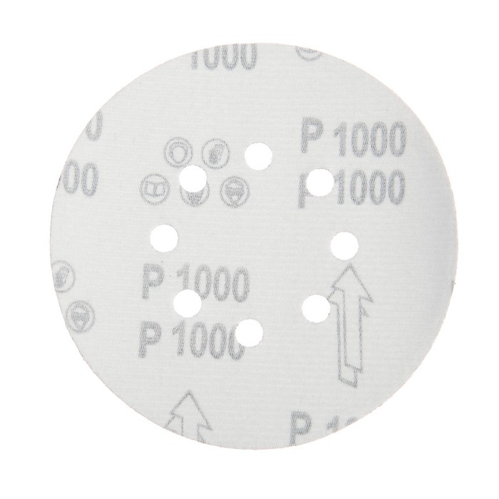 Круг абразивный шлифовальный под  Круг абразивный шлифовальный под "липучку" ТУНДРА, перфорированный, 150 мм, Р1000, 5 шт.