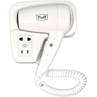 Фен Puff-1200B, белый, 1,2 кВт, с доп. розеткой