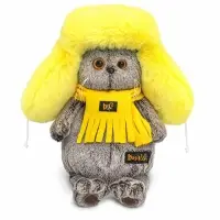 Мягкая игрушка "Кот Басик в желтой меховой шапке", 22 см Ks22-301 Мягкая игрушка "Кот Басик в желтой меховой шапке", 22 см Ks22-301
