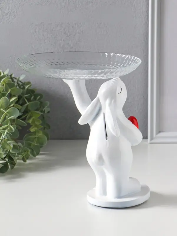 Копилка для денег с прозрачной подставкой для мелочей &laquo;Кролик&raquo;, полистоун, 22&times;21 см