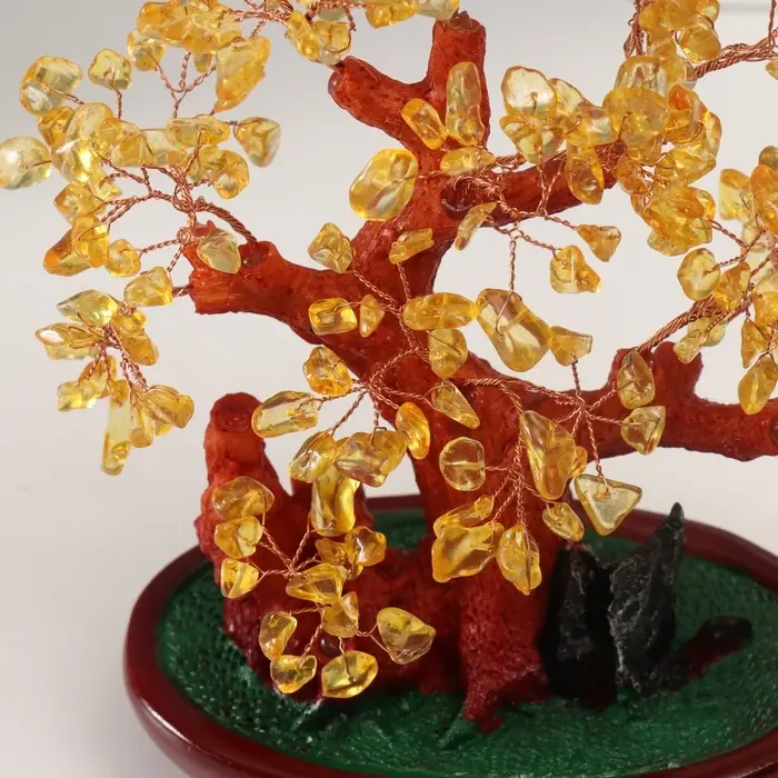 Бонсай декоративный &laquo;Янтарное денежное дерево&raquo;, 246 камней, 25&times;22&times;11 см