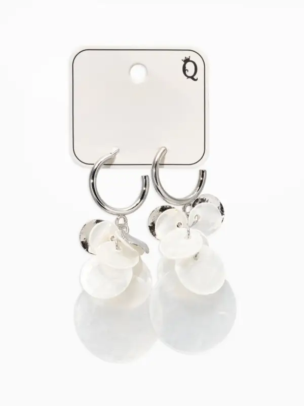 Серьги "Морской мир" чешуя, цвет белый в серебре