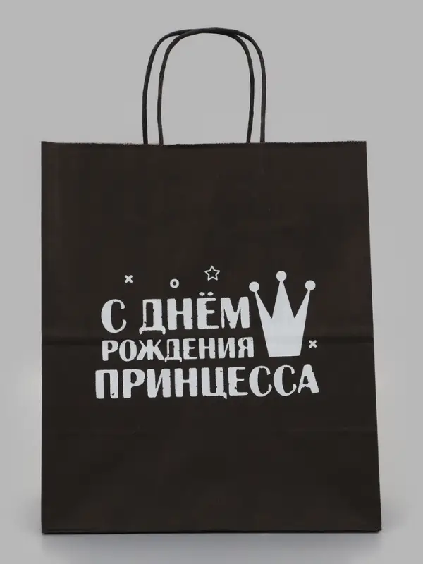 Пакет подарочный &laquo;С днем рождения принцесса&raquo;, 24&times;14&times;28 см, крафт