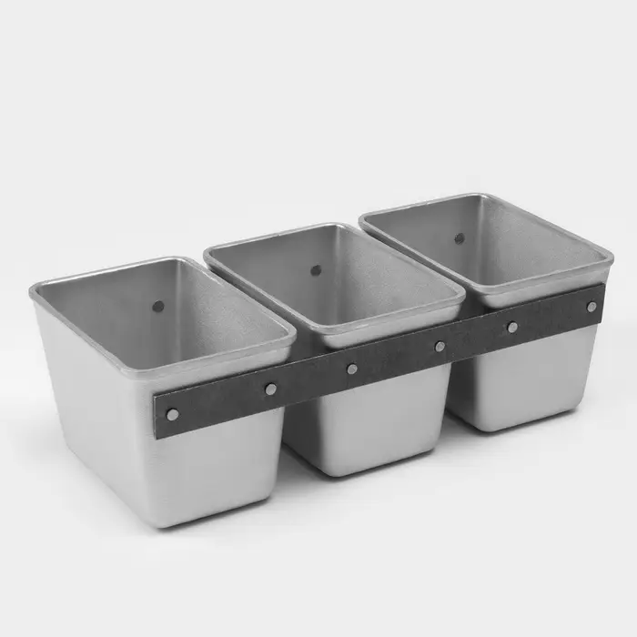 Форма для хлеба KUKMARA, 3 л (1.2 л), 30.5&times;14&times;10 см, Л-11, 3-х секционная, литой алюминий