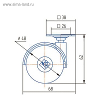 Колесо мебельное ОК 1 м/х (ОКП50М/Х), d=50 мм, черное