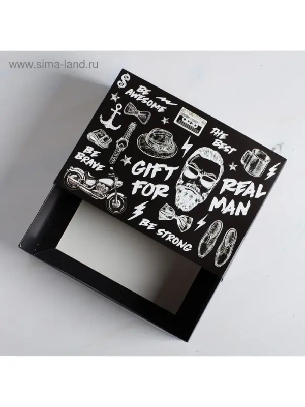 Коробка подарочная складная, упаковка, Gift for real man, 25&times;18&times;10 см