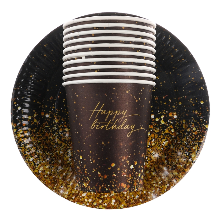 Набор бумажной посуды Набор бумажной посуды "Happy", 10 стаканов, 10 тарелок