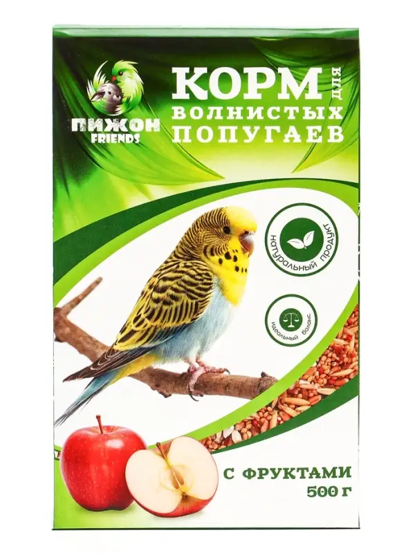 Корм &laquo;Пижон&raquo; для волнистых попугаев с фруктами, 500 г