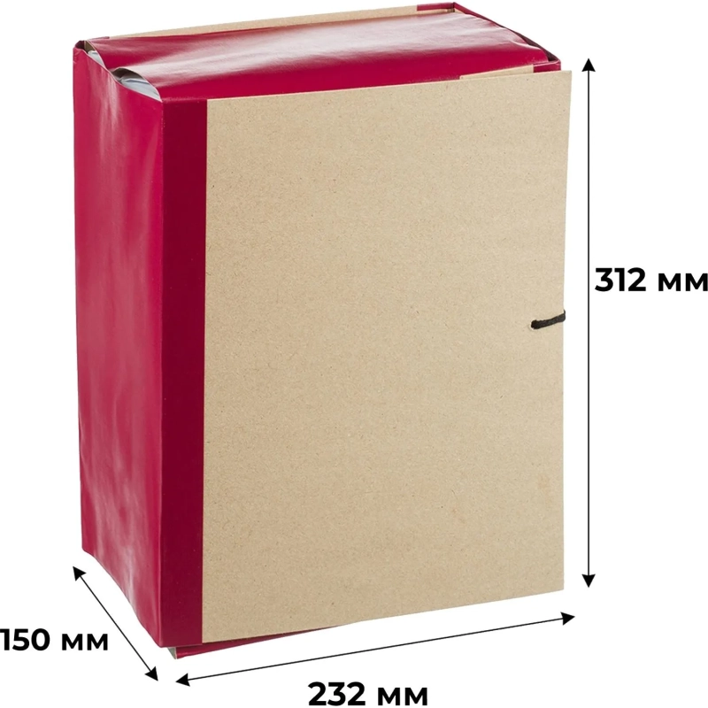 Папка архивная 150мм крафт/бумвинил 4 завязки, бордовая