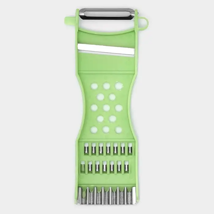 Овощечистка с тёркой и шинковкой Доляна, 17 см, зелёная Овощечистка с тёркой и шинковкой Доляна, 17 см, зелёная