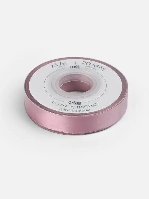 Лента атласная TEIRA, двухсторонняя, 20 мм, 25&plusmn;1 м, розовая №165