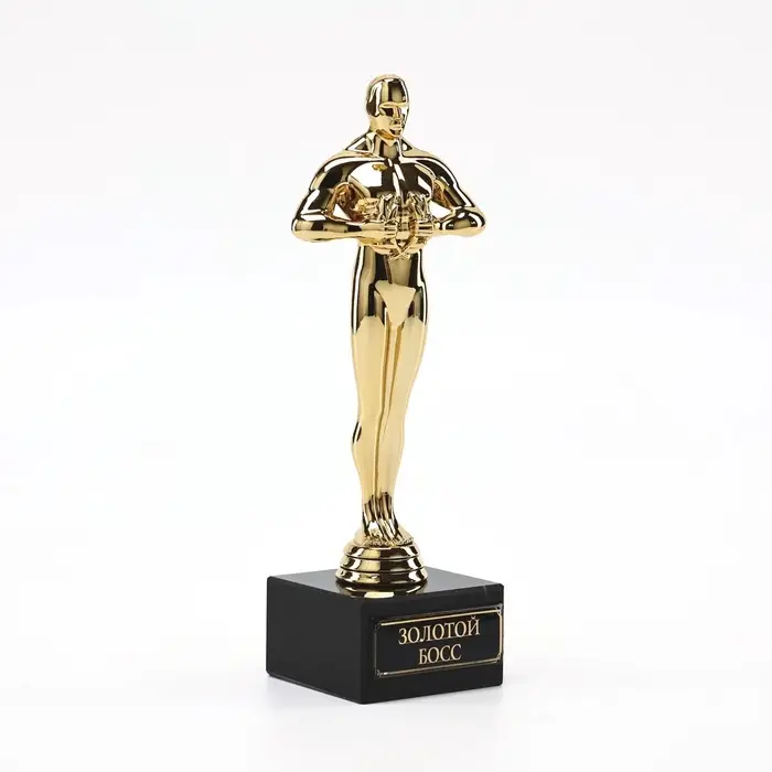 Кубок наградная фигура &laquo;Золотой босс&raquo;, оскар, пластик, подставка камень, 18 см